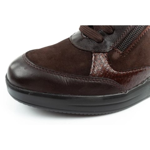 Scholl Emma Laces uty damskie sportowe skórzane brązowe platforma