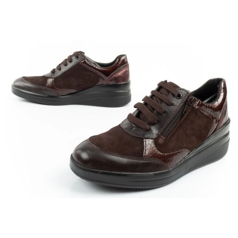 Scholl Emma Laces uty damskie sportowe skórzane brązowe platforma