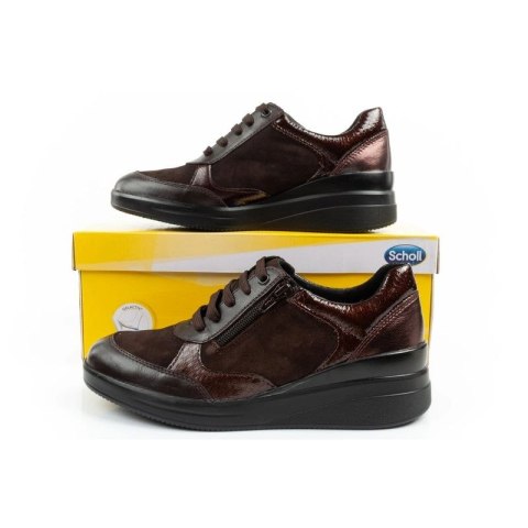 Scholl Emma Laces uty damskie sportowe skórzane brązowe platforma
