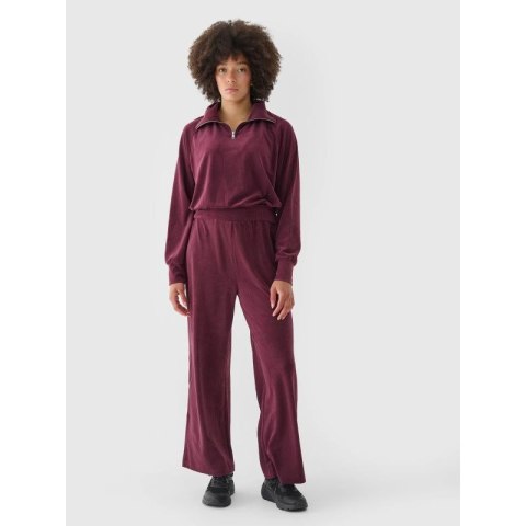 Spodnie dresowe z weluru z szerokimi nogawkami damskie 4F 4FRAW24TTROF1352-60S