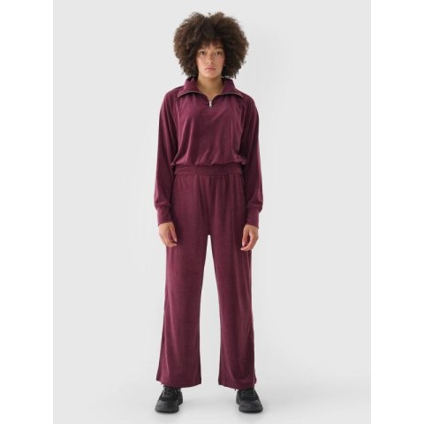 Spodnie dresowe z weluru z szerokimi nogawkami damskie 4F 4FRAW24TTROF1352-60S