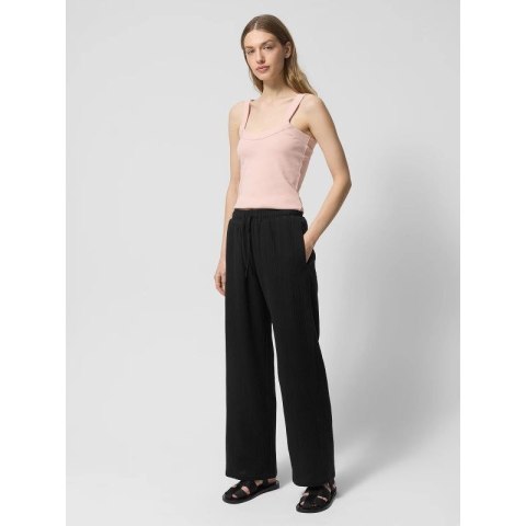 Spodnie z bawełnianego muślinu damskie Outhorn OTHWSS24TTROF1017-20S