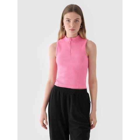 Top slim z prążkowanej dzianiny damski 4F 4FRAW24TSLEF182-54S