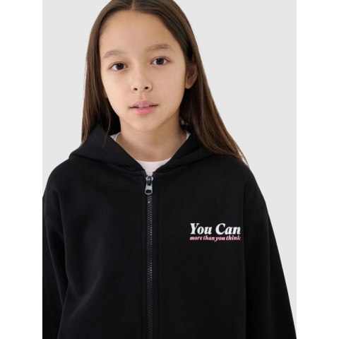 Bluza dziewczęca dresowa rozpinana z kapturem 4F 4FJRSS25TSWSF2057-20S