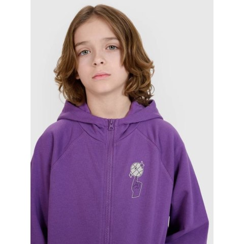 Chłopięca bluza dresowa rozpinana z kapturem 4F 4FJRSS25TSWSM2103-51S