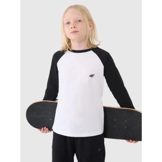 Chłopięcy longsleeve regular gładki 4F 4FJWSS25TLONM420-10S