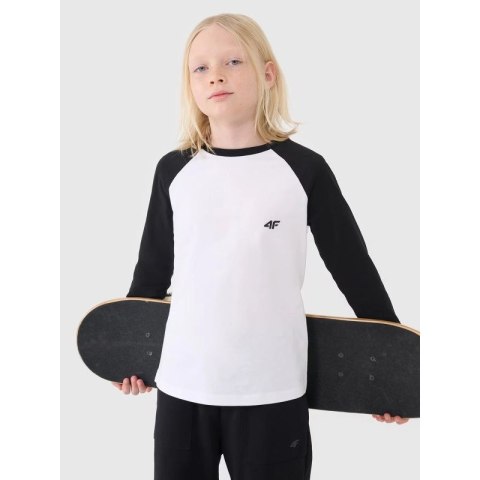 Chłopięcy longsleeve regular gładki 4F 4FJWSS25TLONM420-10S