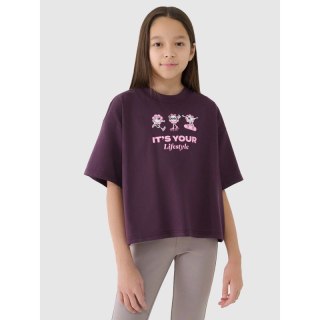 Crop top oversize z nadrukiem dziewczęcy 4F 4FJRSS25TTSHF2587-50S