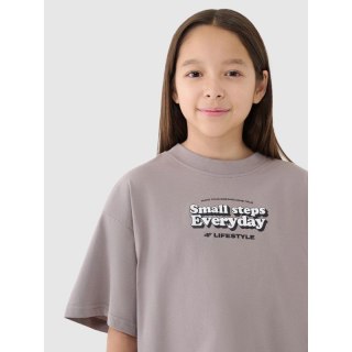 Crop top oversize z nadrukiem dziewczęcy 4F 4FJRSS25TTSHF2587-83S