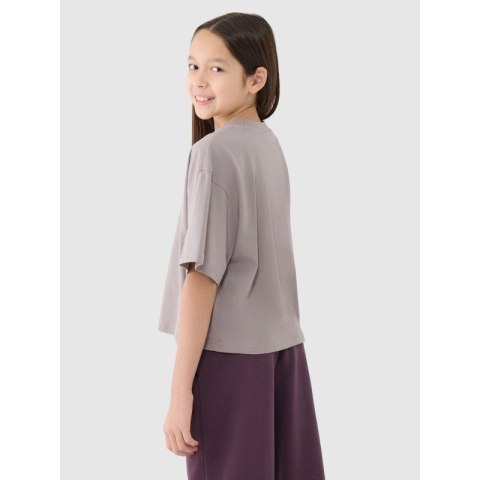 Crop top oversize z nadrukiem dziewczęcy 4F 4FJRSS25TTSHF2587-83S