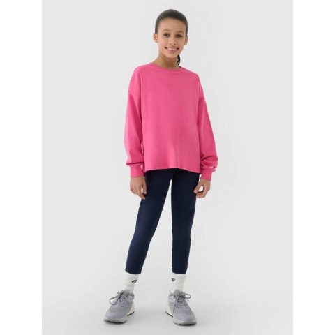 Longsleeve oversize gładki dziewczęcy 4F 4FJWSS25TLONF377-54S