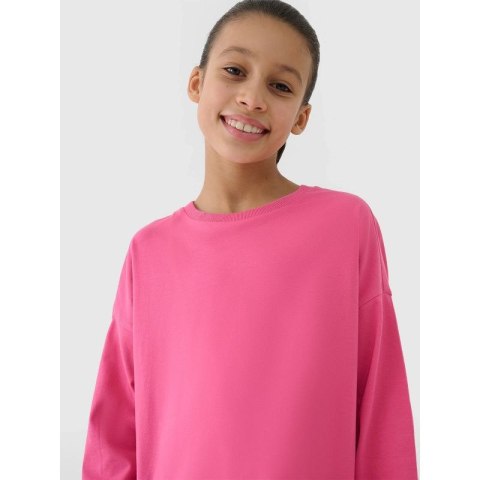 Longsleeve oversize gładki dziewczęcy 4F 4FJWSS25TLONF377-54S
