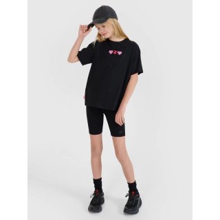 T-shirt dziewczęcy oversize gładki 4F 4FJRSS25TTSHF2821-20S