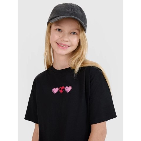 T-shirt dziewczęcy oversize gładki 4F 4FJRSS25TTSHF2821-20S