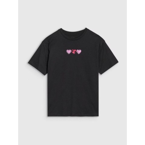 T-shirt dziewczęcy oversize gładki 4F 4FJRSS25TTSHF2821-20S