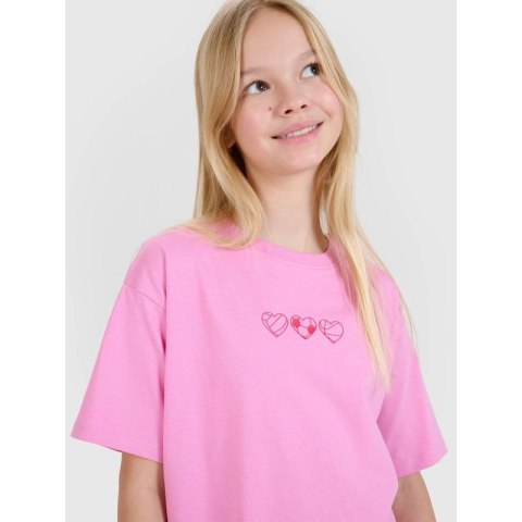 T-shirt dziewczęcy oversize gładki 4F 4FJRSS25TTSHF2821-54S