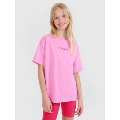 T-shirt dziewczęcy oversize gładki 4F 4FJRSS25TTSHF2821-54S