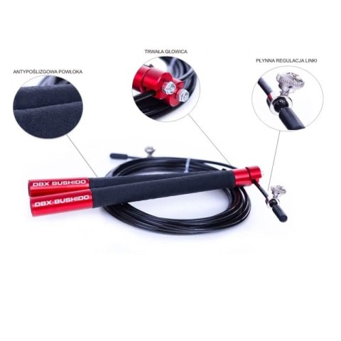 Skakanka aluminiowa z łożyskami, 3-metrowa | czerwona | SK54