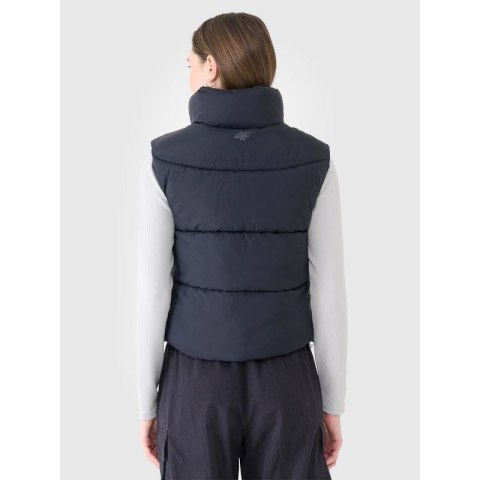 Bezrękawnik puchowy cropped z wypełnieniem syntetycznym damski 4F 4FWSS25TVJAF182-20S
