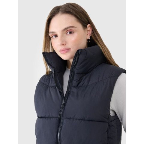 Bezrękawnik puchowy cropped z wypełnieniem syntetycznym damski 4F 4FWSS25TVJAF182-20S