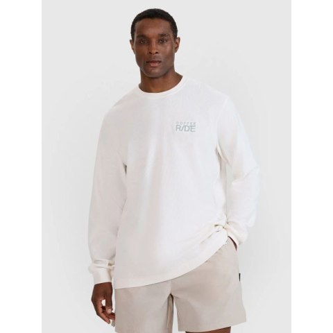 Longsleeve oversize z nadrukiem męski 4F 4FWSS25TLONM390-11S