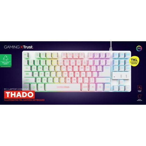 Klawiatura gamingowa TRUST GXT833W THADO TKL US White