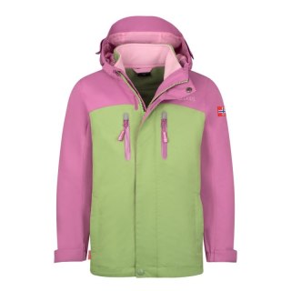 Kurtka wodoodporna 3w1 dziecięca dla dziewczynki Trollkids Girls Bryggen 3in1 Jacket mallow pink/pistachio green/wild rose (419-