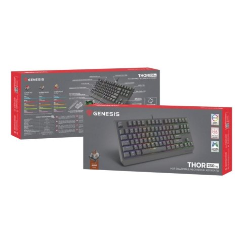 GENESIS Thor 230 TKL klawiatura Gaming USB QWERTY US English Czarny