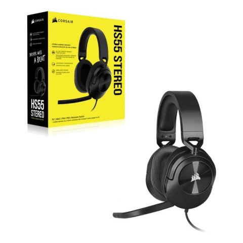 Corsair HS55 STEREO Zestaw słuchawkowy Przewodowa Ręczny Gaming Węgiel