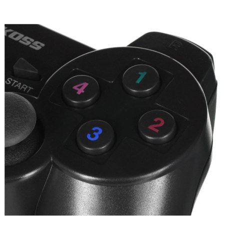 VAKOSS GAMEPAD BEZPRZEWODOWY USB Z FUNKCJĄ DUAL SHOCK, PC/PS3, TRYB CYFROWY I ANALOGOWY, GP-4705BK CZARNY