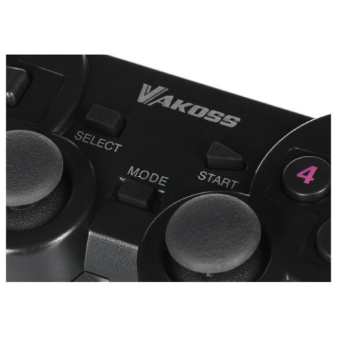 VAKOSS GAMEPAD BEZPRZEWODOWY USB Z FUNKCJĄ DUAL SHOCK, PC/PS3, TRYB CYFROWY I ANALOGOWY, GP-4705BK CZARNY