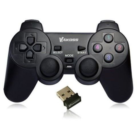 VAKOSS GAMEPAD BEZPRZEWODOWY USB Z FUNKCJĄ DUAL SHOCK, PC/PS3, TRYB CYFROWY I ANALOGOWY, GP-4705BK CZARNY