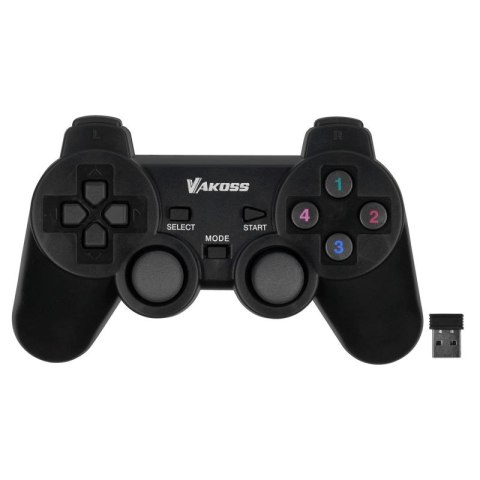 VAKOSS GAMEPAD BEZPRZEWODOWY USB Z FUNKCJĄ DUAL SHOCK, PC/PS3, TRYB CYFROWY I ANALOGOWY, GP-4705BK CZARNY
