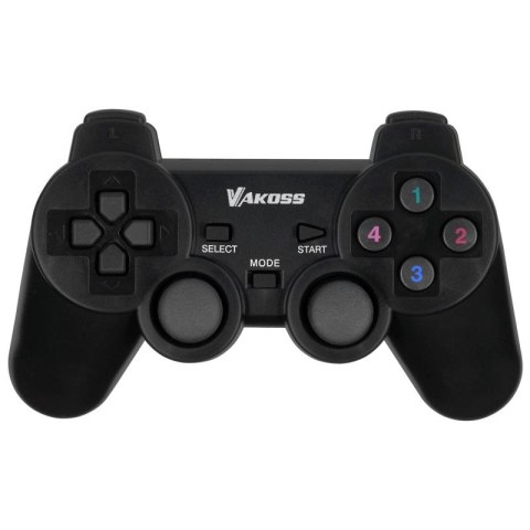 VAKOSS GAMEPAD BEZPRZEWODOWY USB Z FUNKCJĄ DUAL SHOCK, PC/PS3, TRYB CYFROWY I ANALOGOWY, GP-4705BK CZARNY