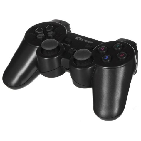VAKOSS GAMEPAD BEZPRZEWODOWY USB Z FUNKCJĄ DUAL SHOCK, PC/PS3, TRYB CYFROWY I ANALOGOWY, GP-4705BK CZARNY