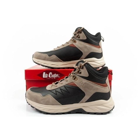 Lee Cooper buty sportowe męskie zimowe trekkingowe ocieplane za kostkę beżowe czarne