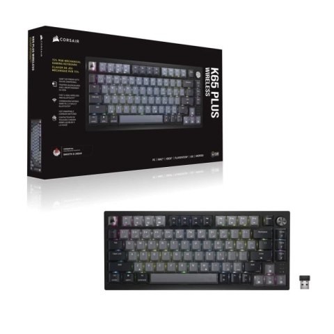 Klawiatura Corsair K65 PLUS | Mechaniczna klawiatura do gier | Bezprzewodowy | Język nordycki | USB typu A | CORSAIR MLX Czerwon