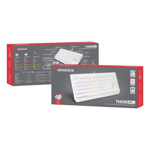 Klawiatura GENESIS Thor 230 TKL Gaming USB QWERTY US English Biały