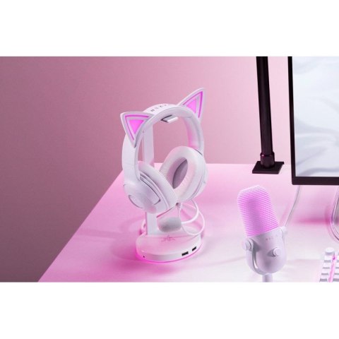 Zestaw słuchawkowy Razer Kraken Kitty V2 przewodowe nauszne z mikrofonem i redukcją szumów biały