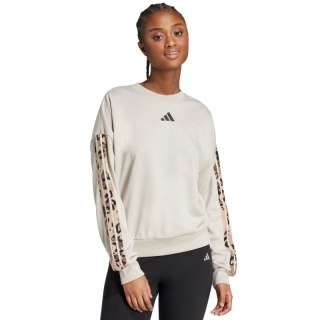 Bluza damska adidas Animal Print 3-Stripes French Terry Sweatshirt kremowa JM1836