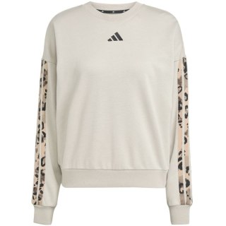 Bluza damska adidas Animal Print 3-Stripes French Terry Sweatshirt kremowa JM1836
