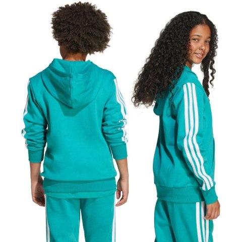 Bluza dla dzieci adidas 3 Stripes Fleece Hoodie 225 turkusowa JN2417