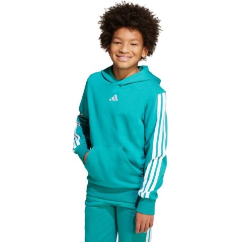 Bluza dla dzieci adidas 3 Stripes Fleece Hoodie 225 turkusowa JN2417