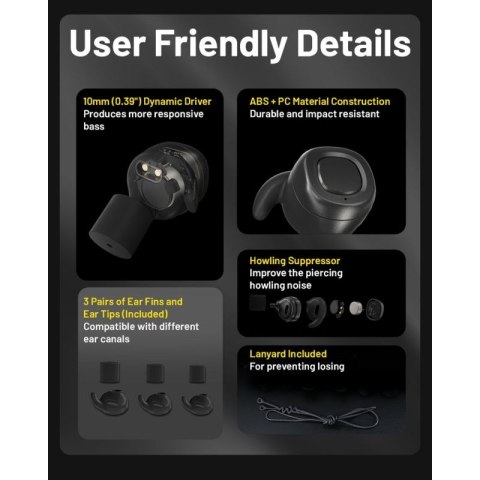 Słuchawki aktywne NE20 z redukcją szumów czarne