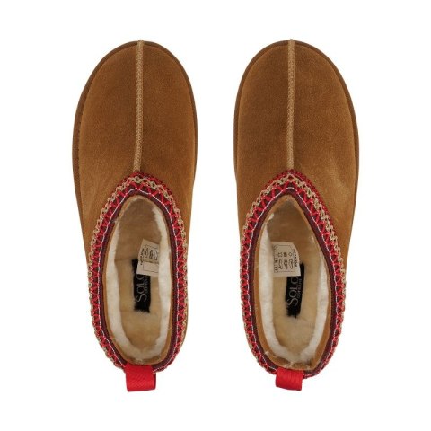 Buty damskie skórzane Solo Soprani Couture Sabot fur Hugh Platform jasny brąz SSW421P22 51