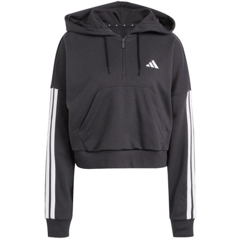 Bluza damska adidas Essentials 3-Stripes French Terry Quarter-Zip Hoodie czarna JN1956