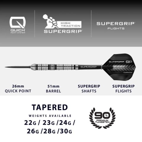 Rzutki Harrows SUPERGRIP QP TAPERED 90% steeltip