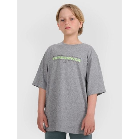 T-shirt oversize z nadrukiem chłopięcy 4F 4FJRAW25TTSHM3166-25M