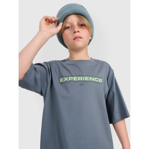 T-shirt oversize z nadrukiem chłopięcy 4F 4FJRAW25TTSHM3166-46S