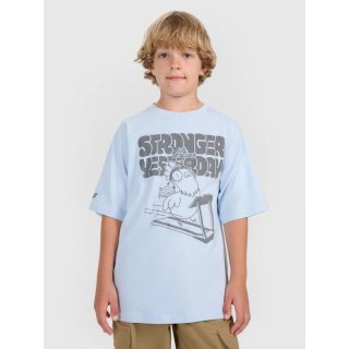 T-shirt oversize z nadrukiem chłopięcy 4F 4FJRAW25TTSHM3206-34S